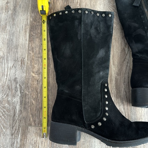 Vera Wang Lavender Label Suede Studded Almond Toe Calf Length Block Heel Boots - Picture 13 of 13